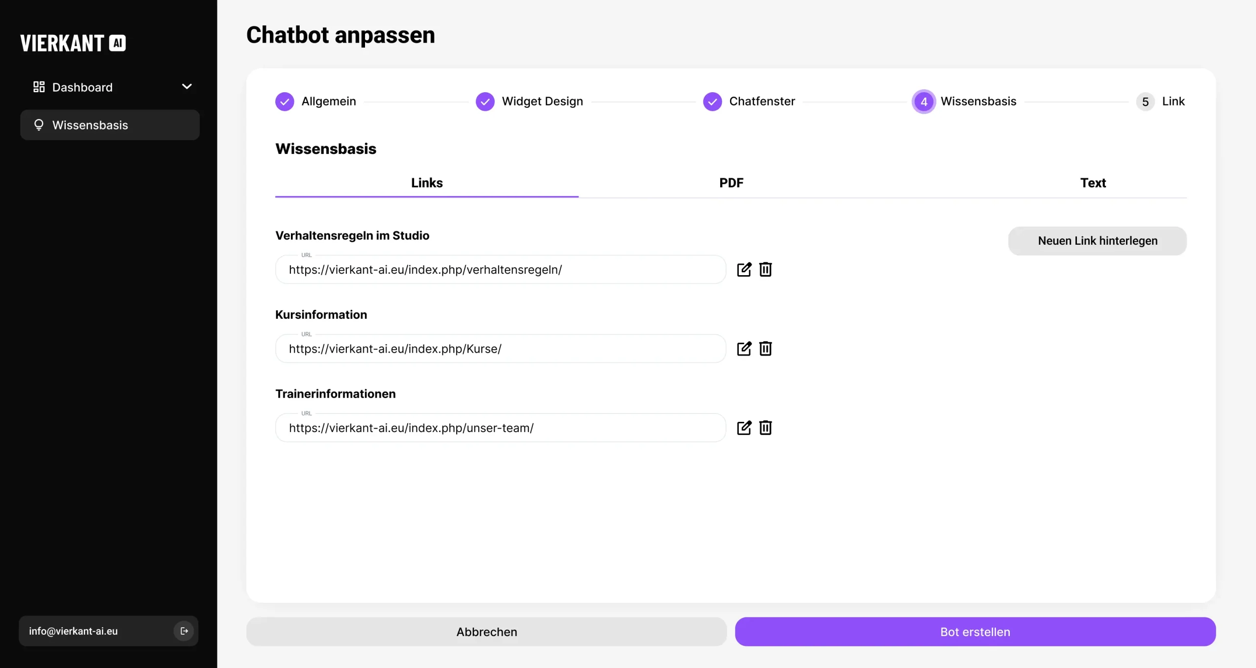 Chatbot - Wissensbasis - Links